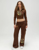 Print Hooded Hoodies and Sweatpants Two-Piece Women Casual Set
