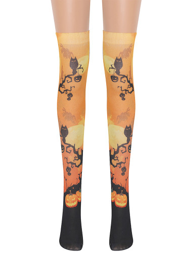 Halloween Socks Costume Party Pattern Owl Dark Pumpkin Socks Long Stockings Halloween Ghost Stockings