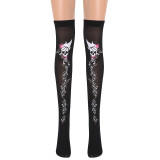 Window Pane Skull Halloween Socks Women's Costume Party Pattern Skull Long Stockings Jacquard Halloween Stockings