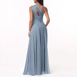 Evening Dress Long Slim Fit Bridesmaid Dress Wedding One-Shoulder Chiffon Ball Gown（Processing time need 3-6 days）
