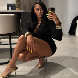 Autumn Outfit Sexy Fashion Deep V-Neck Long Sleeve Bodycon Dress