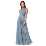 Evening Dress Long Slim Fit Bridesmaid Dress Wedding One-Shoulder Chiffon Ball Gown（Processing time need 3-6 days）