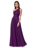 Evening Dress Long Slim Fit Bridesmaid Dress Wedding One-Shoulder Chiffon Ball Gown（Processing time need 3-6 days）