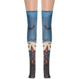 Dark Castle Bat Socks Halloween Socks Printed Castle Witch Socks Long Stockings