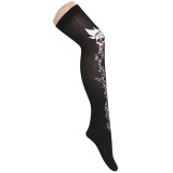Window Pane Skull Halloween Socks Women's Costume Party Pattern Skull Long Stockings Jacquard Halloween Stockings