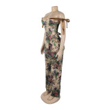 Printed Lace-Up Drawstring Multi-Pocket Two Piece Pants Set