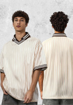 Men's Summer Polo Shirt Color Block Jersey Trendy Loose V-Neck Short Sleeve T-Shirt Men's Summer Polo Shirt Color Block Jersey Trendy Loose V-Neck Short Sleeve T-Shirt