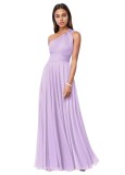 Evening Dress Long Slim Fit Bridesmaid Dress Wedding One-Shoulder Chiffon Ball Gown（Processing time need 3-6 days）
