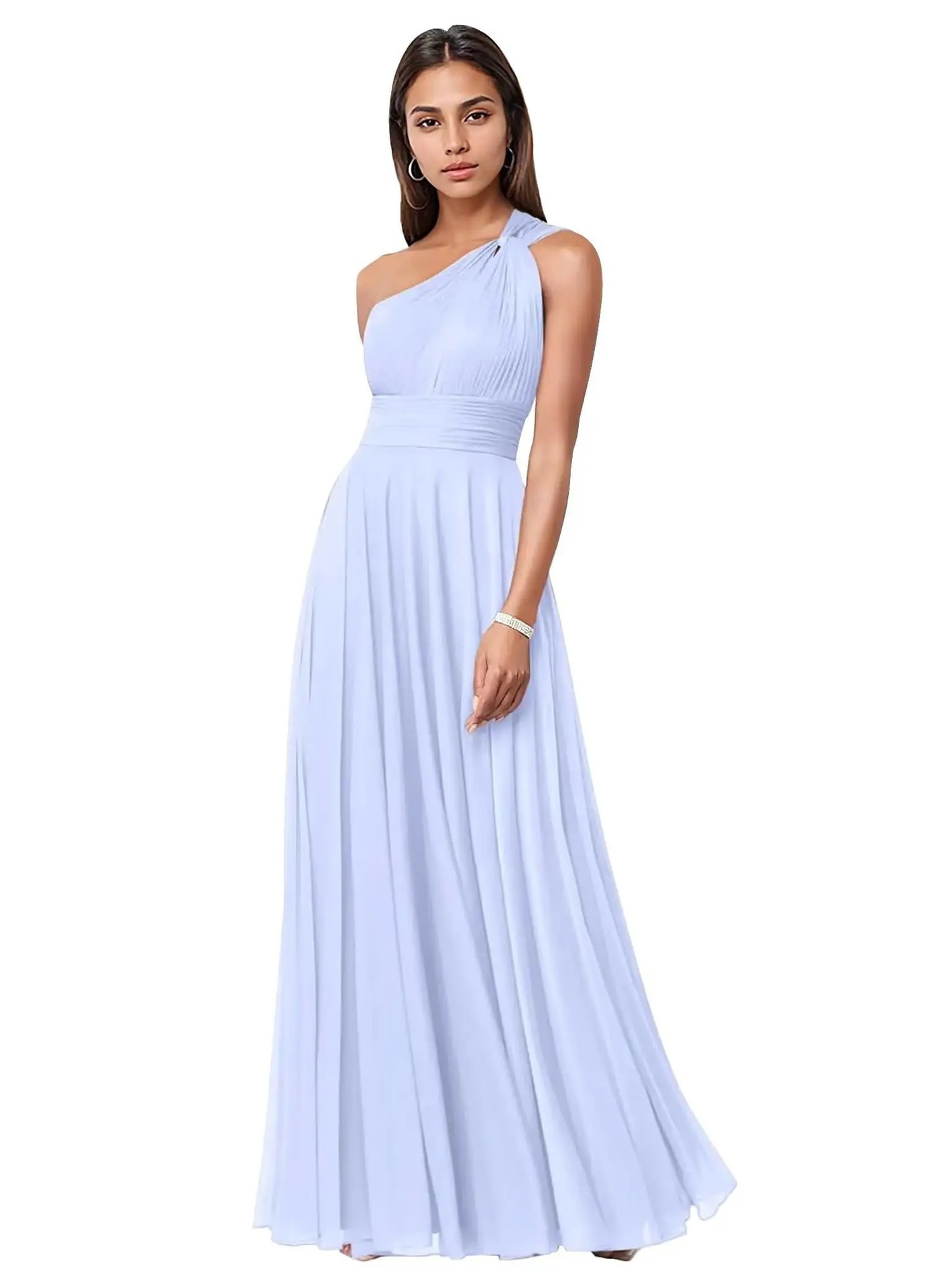 Evening Dress Long Slim Fit Bridesmaid Dress Wedding One-Shoulder Chiffon Ball Gown(Processing time need 3-6 days)