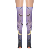 Light Purple Wilderness Wolf Dark Bat Halloween Socks Costume Party Outfit Knee-High Bat Long Stockings