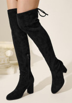 Women Sexy Block-Heeled High-Heeled Boots with Lace-Up Backs for Winter High-Heeled Boots