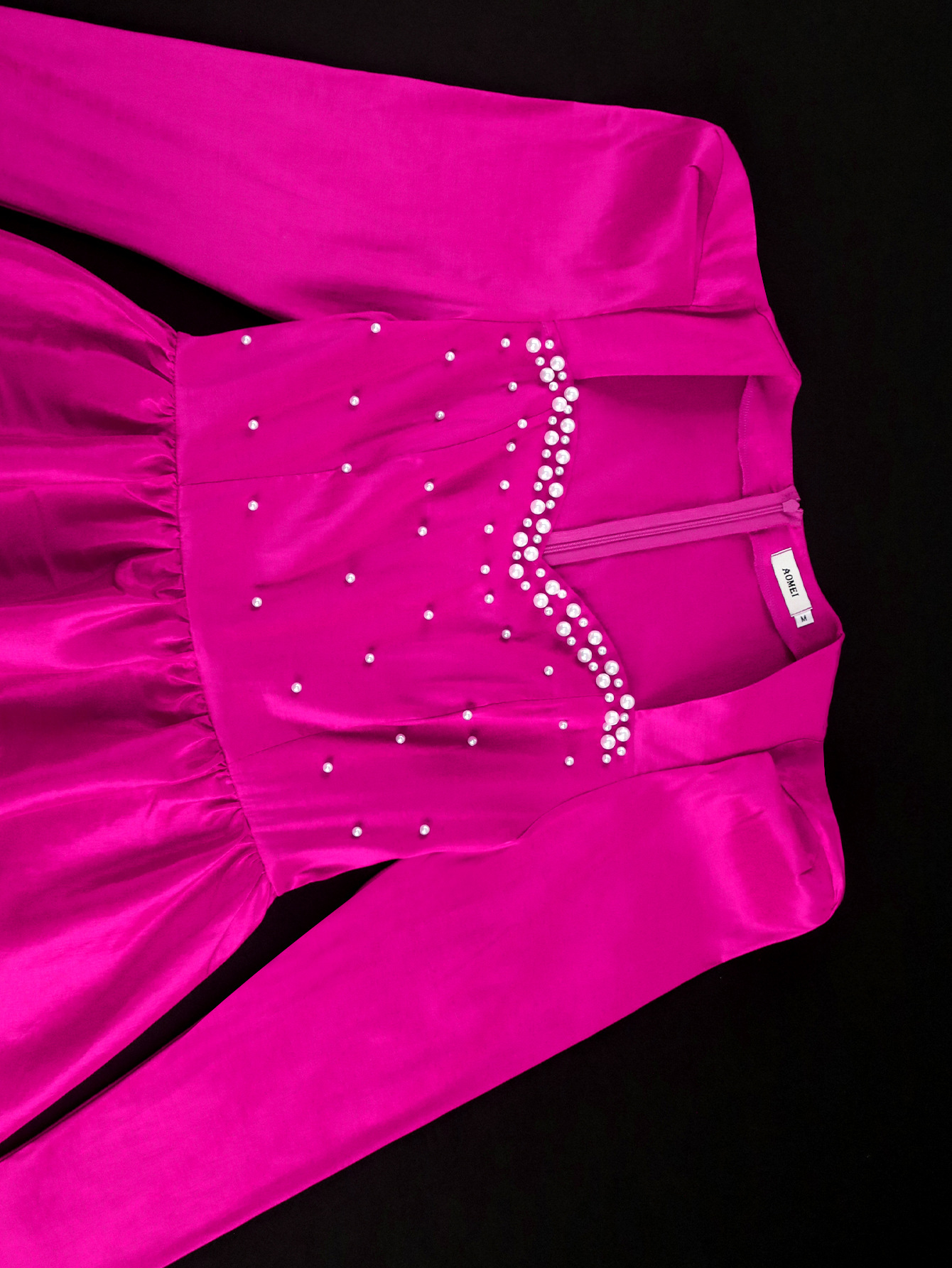 Fashion Square Neck Beaded Long Sleeve Party Dress Lantern Sleeve Slim Waist Puffy Ball Gown Evening Dress