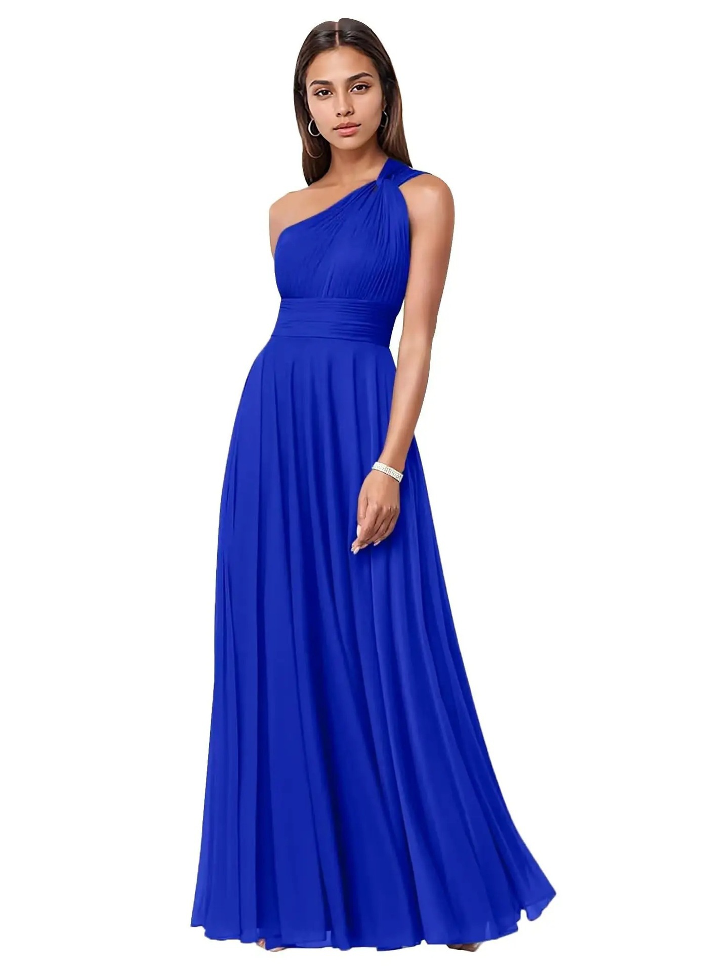 Evening Dress Long Slim Fit Bridesmaid Dress Wedding One-Shoulder Chiffon Ball Gown(Processing time need 3-6 days)