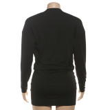 Autumn Outfit Sexy Fashion Deep V-Neck Long Sleeve Bodycon Dress