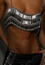 Women's Vest Acrylic Sequins Multi-Layer Luxury Top Bustier Chest Chain