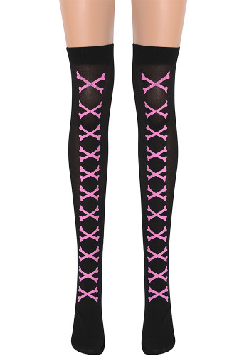 Halloween Skull Socks Bone Socks Women's Costume Party Prop Knee-High Long Stockings