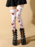 Halloween Socks Dark Red /Red Costume Accessories Knee-High Irregular Blood Socks Long Stockings