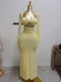 Women's Autumn Solid Color Long Sleeve Wrap Tight Fitting Chic Long Dress