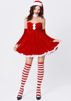 Performance Christmas Dress Santa Hat Set Sexy Costume Women's Outfit Performance Christmas Dress Santa Hat Set Sexy Costume Women's Outfit