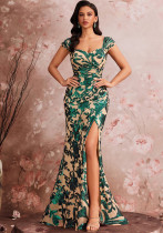 Elegant Cocktail Formal Party Evening Dress Embroidered Sequins Women's Slit Mermaid Gown Elegant Cocktail Formal Party Evening Dress Embroidered Sequins Women's Slit Mermaid Gown