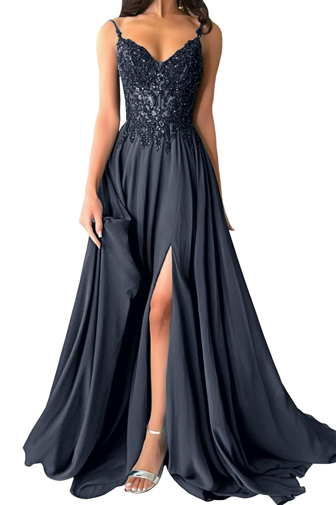 Elegant Plus Size Dress Women's Strappy Sexy Ball Gown Long Lace Dress(Processing time need 3-6 days)