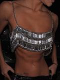 Women's Vest Acrylic Sequins Multi-Layer Luxury Top Bustier Chest Chain