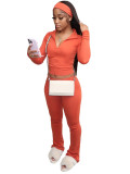 Women Zipper Top and Bell Bottom Pant (Includes Headband) Two-Piece Set