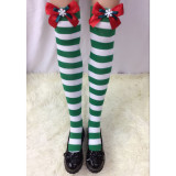 Cute Sexy Christmas Bow Striped Long Stockings