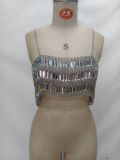 Women's Vest Acrylic Sequins Multi-Layer Luxury Top Bustier Chest Chain