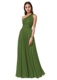 Evening Dress Long Slim Fit Bridesmaid Dress Wedding One-Shoulder Chiffon Ball Gown（Processing time need 3-6 days）