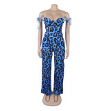 Printed Lace-Up Drawstring Multi-Pocket Two Piece Pants Set