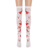 Halloween Socks Dark Red /Red Costume Accessories Knee-High Irregular Blood Socks Long Stockings