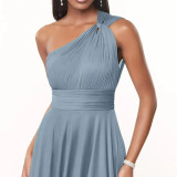 Evening Dress Long Slim Fit Bridesmaid Dress Wedding One-Shoulder Chiffon Ball Gown（Processing time need 3-6 days）