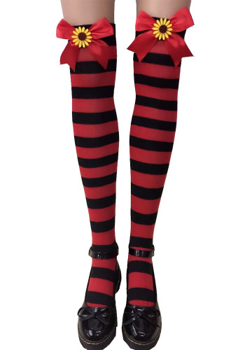 Sexy Christmas Bow Striped Long Stockings