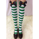 Cute Sexy Christmas Bow Striped Long Stockings