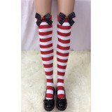 Sexy Christmas Bow Striped Long Stockings