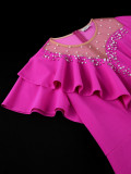 Round Neck Beaded Asymmetric Flounce Slim Fit Formal Party Mermaid Party Dress