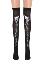 Window Pane Skull Halloween Socks Women's Costume Party Pattern Skull Long Stockings Jacquard Halloween Stockings