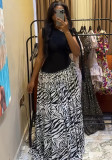 Women's Autumn Sleeveless Slash Shoulder Slim Fit Print Pleated Chic Long Dress