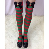 Sexy Christmas Socks Holiday Casual Bow Striped Christmas Long Stockings