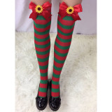 Sexy Christmas Socks Holiday Casual Bow Striped Christmas Long Stockings