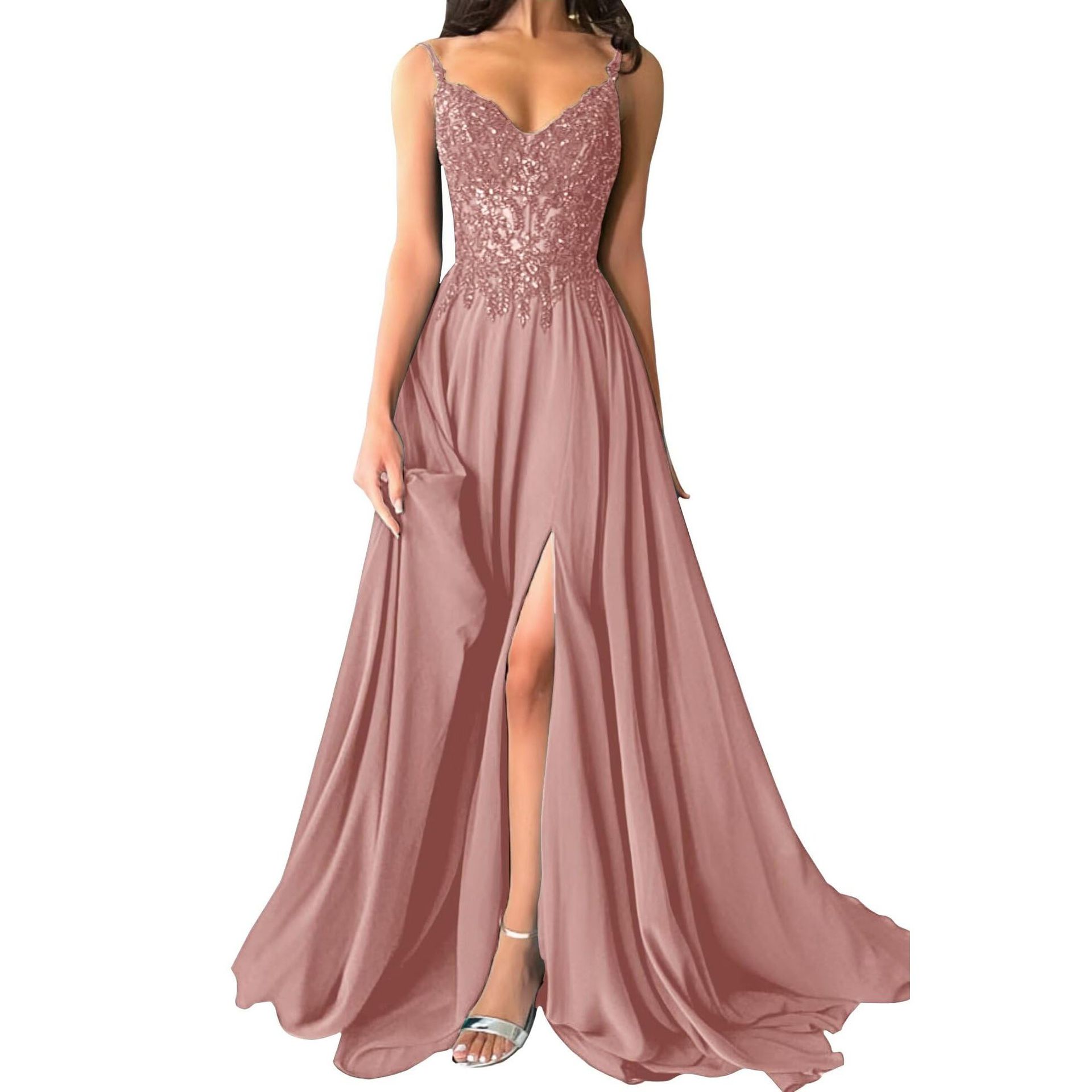 Elegant Plus Size Dress Women's Strappy Sexy Ball Gown Long Lace Dress(Processing time need 3-6 days)