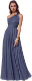 Evening Dress Long Slim Fit Bridesmaid Dress Wedding One-Shoulder Chiffon Ball Gown（Processing time need 3-6 days）