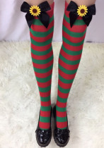 Sexy Christmas Socks Holiday Casual Bow Striped Christmas Long Stockings