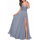 Burgundy Evening Dress V-Neck Strappy Slit Sexy Formal Party Dress（Processing time need 3-6 days）
