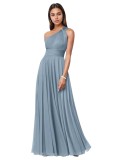 Evening Dress Long Slim Fit Bridesmaid Dress Wedding One-Shoulder Chiffon Ball Gown（Processing time need 3-6 days）