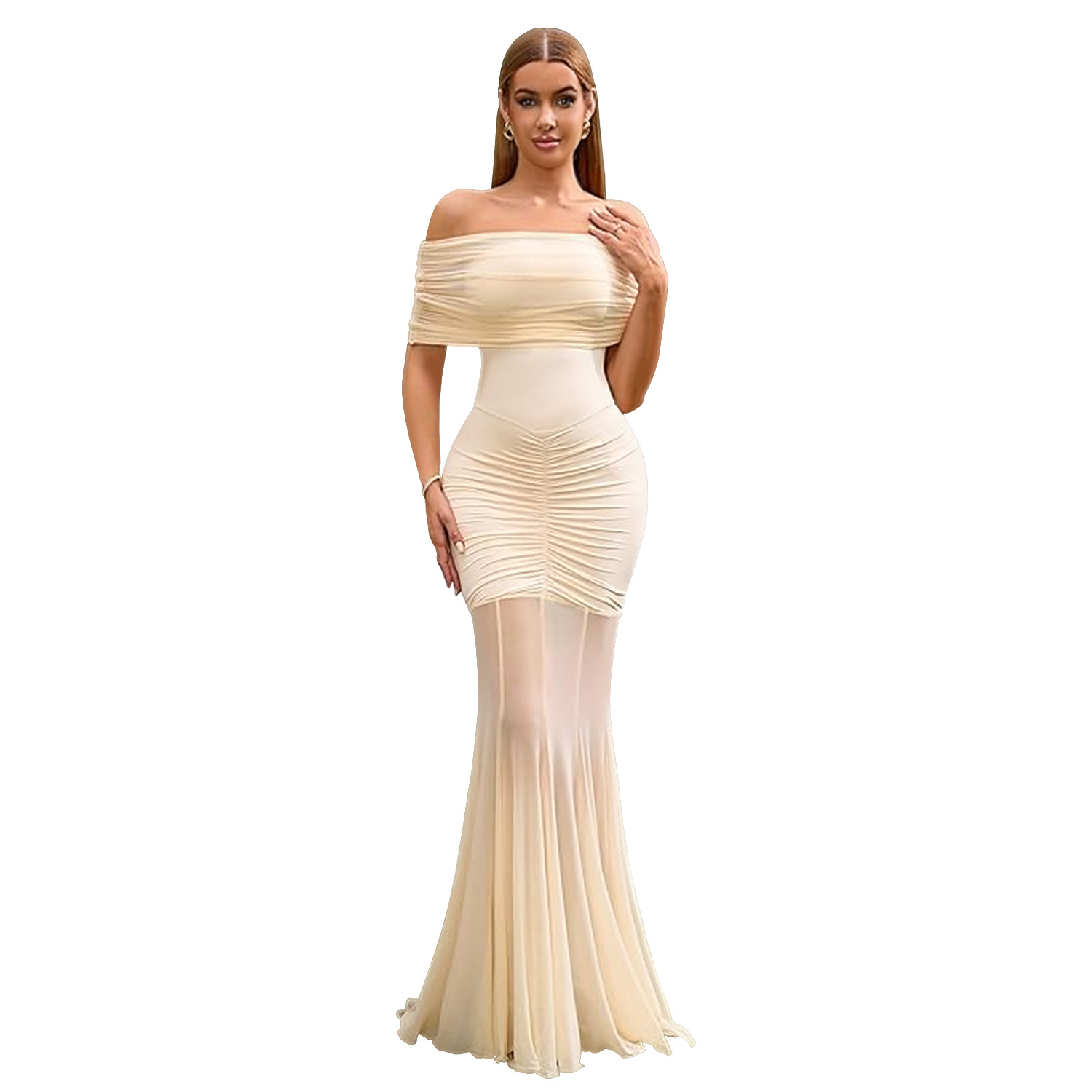 Women Sexy Off-Shoulder Mesh Holiday Dress Dress