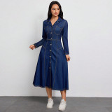 Women Denim Long-Sleeved Dress