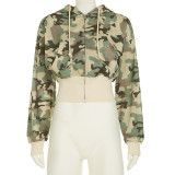 Women Casual Camouflage Long-Sleeved Hoodies and Pants Two-Piece Set