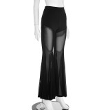 Women Fall Sexy See-Through Mesh Bell Bottom Pant
